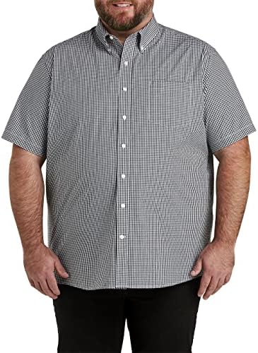 חולצת פופלין של DXL Big & Tall Essentials Poplin | כפתור שרוול קצר של כותנה עם כיס החזה